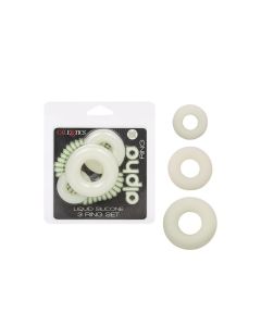 Alpha Liquid Silicone Glow in the Dark Cock Ring - Set of 3